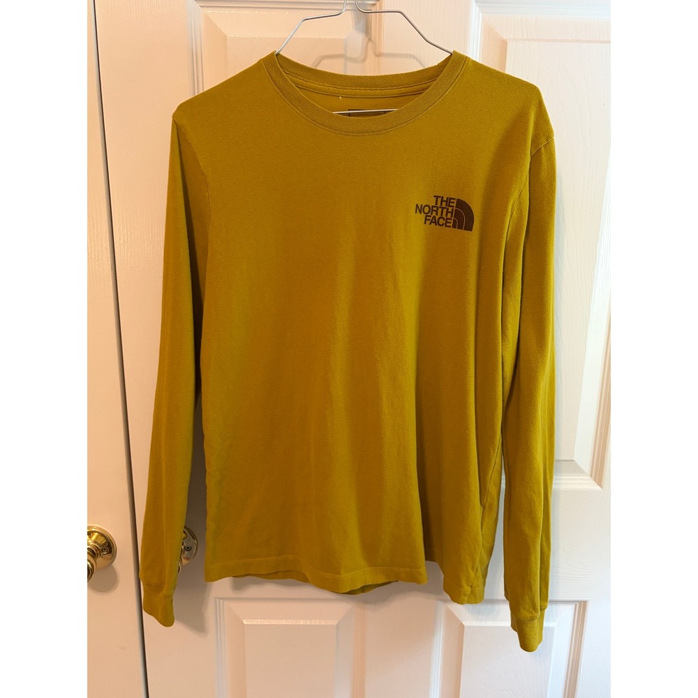 The North Face Womens Mustard Yellow Floral Graphic Long Sleeve Tee Shirt Size M